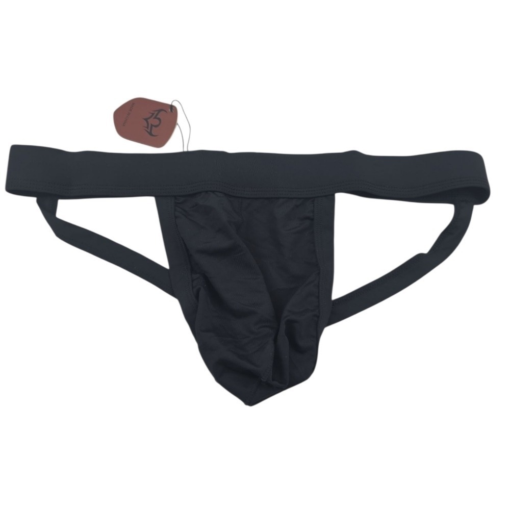NWT Black Silky Spandex Jock Strap Buttless Underwear Size Med
